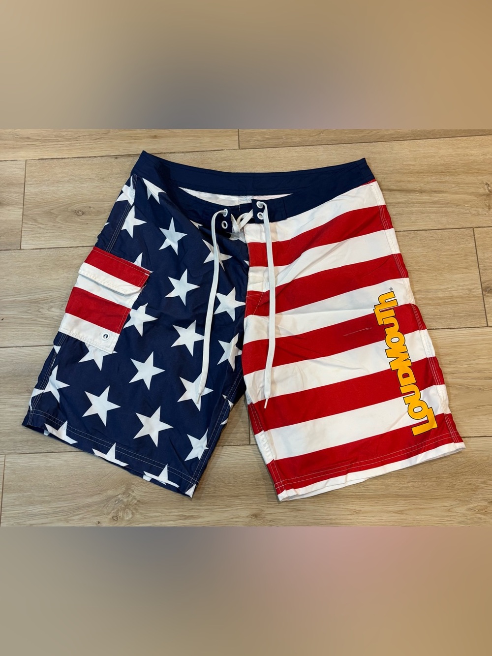 🏅🏅 LOUDMOUTH men’s size 36 USA stars & stripes swim trunks golf